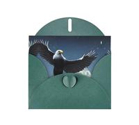 WZYCWB Eagle under the stars Patterned Dark Green Holiday Card (6x4) with Envelope. Suitable for birthdays, weddings, and condolences.