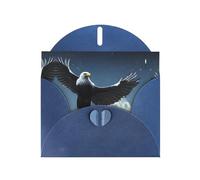 WZYCWB Eagle under the stars Printed Blue Pearlescent Paper Holiday Card with Envelope. Suitable for birthday wishes wedding congratulations and condolences.
