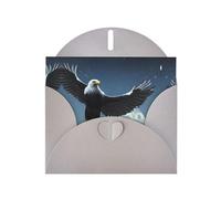 WZYCWB Eagle under the stars Printed Gray Pearlescent Paper Holiday Card with Envelope. Suitable for birthday wishes wedding congratulations and condolences.