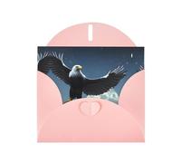 WZYCWB Eagle under the stars Printed Pink Pearlescent Paper Holiday Cards 6x4 Inches - With Envelopes for Birthdays, Weddings, and Condolences