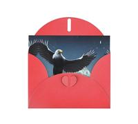 WZYCWB Eagle under the stars Printed Red Pearlescent Paper Holiday Cards 6x4 Inches - With Envelopes for Birthdays, Weddings, and Condolences