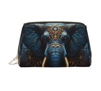 WZYCWB Eerie Elephant Patterned Leather Cosmetic Bag - Perfect for Carry-On or Home Organization