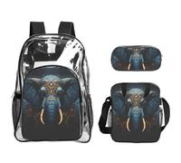 WZYCWB Eerie Elephant Printed backpack set | Lunch bag and pencil case | Perfect for work, business trips, and vacations.