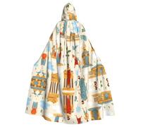 WZYCWB Egyptian architecture Patterned Hooded Cape - Ideal Costume for Carnival/Festival Party Cosplay
