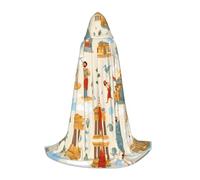 WZYCWB Egyptian architecture Printed Hooded Cape | Cosplay Costume, Halloween Anime Party Prop - Large