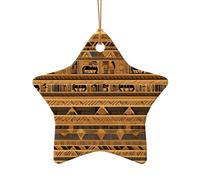 WZYCWB Egyptian frescoes patterned Star Shape ceramic pendant, perfect for decorating your home Christmas tree for winter parties