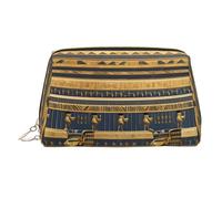 WZYCWB Egyptian Pharaonic Frescoes Patterned Leather Cosmetic Bag - Perfect for Carry-On or Home Organization