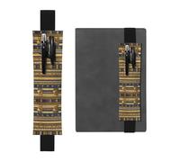 WZYCWB Egyptian Pharaonic Frescoes Printed Large-Capacity PVC Pen Holder + Creative Diary Pen Bag Set with Elastic Band Anti-Slip Design