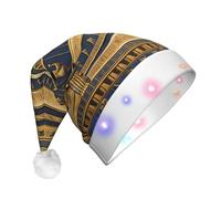 WZYCWB Egyptian Pharaonic Frescoes Printed Santa hat with LED lights, perfect for Christmas parties, stage performances, and holiday parties.