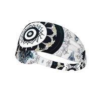 WZYCWB Elastic Exercise Headband, Outdoor Sports Elastic Headband, Fitness, Yoga, Running, Cycling Black and White Round Totem Pattern