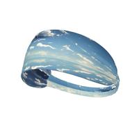 WZYCWB Elastic Exercise Headband, Outdoor Sports Elastic Headband, Fitness, Yoga, Running, Cycling Blue Sky and White Clouds Pattern