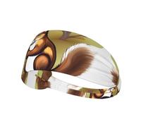 WZYCWB Elastic Exercise Headband, Outdoor Sports Elastic Headband, Fitness, Yoga, Running, Cycling Nut-Eating Squirrel Pattern