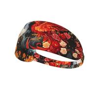 WZYCWB Elastic Exercise Headband, Outdoor Sports Elastic Headband, Fitness, Yoga, Running, Cycling Phoenix and Rose Pattern