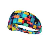 WZYCWB Elastic Exercise Headband, Outdoor Sports Elastic Headband, Fitness, Yoga, Running, Cycling Square Geometry Diagram Pattern