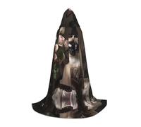 WZYCWB Elegant Siamese Cat Printed Medium Hooded Cape, Holiday Party Costume, Carnival Party Prop, Sizes S/M/L