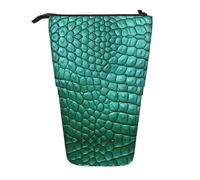WZYCWB Emerald Crocodile Leather Printed Retractable Pen Holder Suitable for use as a Simple Cosmetic Bag, Wallet, etc.