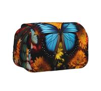 WZYCWB Exquisite Butterfly Patterned Portable Pencil Case ideal for organizing pens in the office or storing makeup brushes