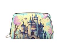 WZYCWB Fairytale Castle Patterned Leather Cosmetic Bag - Perfect for Carry-On or Home Organization