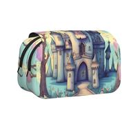 WZYCWB Fairytale Castle Patterned Portable Pencil Case ideal for organizing pens in the office or storing makeup brushes