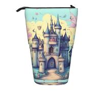 WZYCWB Fairytale Castle Printed Retractable Pen Holder Suitable for use as a Simple Cosmetic Bag, Wallet, etc.