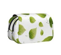 WZYCWB fallen green leaves Patterned Portable Pencil Case ideal for organizing pens in the office or storing makeup brushes