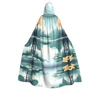 WZYCWB Fallen leaves on a tranquil lake Hooded Cape Adult Extended, Unisex Party Decoration Cape, Halloween, Carnival and Cosplay Costume