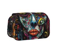 WZYCWB Fantasy Mechanical Face Patterned Portable Pencil Case ideal for organizing pens in the office or storing makeup brushes