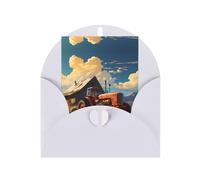 WZYCWB Farm Red Tractor Blank Holiday Greeting Cards, Foldable 6 * 4 Inch Christmas, Thank You, Send Family, Birthday Note Cards with Envelopes