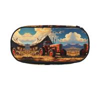 WZYCWB Farm Red Tractor Large Capacity Pencil Bag - Multifunctional Storage Box, Portable and Durable Pencil Bag for Office and School Supplies