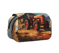 WZYCWB Farm Red Tractor Patterned Portable Pencil Case ideal for organizing pens in the office or storing makeup brushes