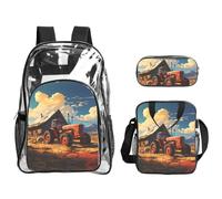 WZYCWB Farm Red Tractor Printed backpack set | Lunch bag and pencil case | Perfect for work, business trips, and vacations.