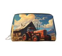 WZYCWB Farm Red Tractor Printed Leather Cosmetic Bag for Women - Stylish and Soft, Durable