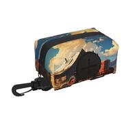 WZYCWB Farm Red Tractor Printed Pet Travel Storage Bag - Portable Drawstring Cleanup Bag for Hiking and Camping