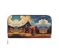 WZYCWB Farm Red Tractor Printed zippered wallet perfect for travel, business, and everyday wear. Holds cell phones and cash.