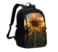 WZYCWB Farm Sunflower Printed laptop backpack, business men's commuter backpack, computer bag with USB port charging