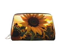 WZYCWB Farm Sunflower Printed Leather Cosmetic Bag for Women - Stylish and Soft, Durable