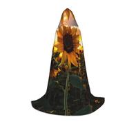 WZYCWB Farm Sunflower Printed Medium Hooded Cape, Holiday Party Costume, Carnival Party Prop, Sizes S/M/L