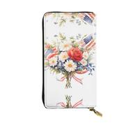 WZYCWB Fashion Leather Wallet Flags and Flowers Printed Clutch (7.5x4.1 inches), Casual Coin Wallet