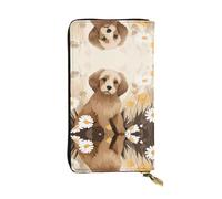 WZYCWB Fashion Leather Wallet Puppy in The Flowers Printed Clutch (7.5x4.1 inches), Casual Coin Wallet