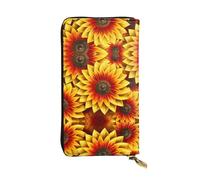 WZYCWB Fashion Leather Wallet red and Yellow Sunflower Printed Clutch (7.5x4.1 inches), Casual Coin Wallet
