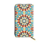 WZYCWB Fashion Leather Wallet Round Abstract Petals Printed Clutch (7.5x4.1 inches), Casual Coin Wallet