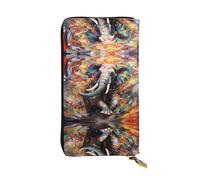 WZYCWB Fashion Leather Wallet Running Elephant Printed Clutch (7.5x4.1 inches), Casual Coin Wallet