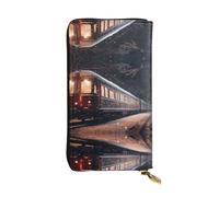 WZYCWB Fashion Leather Wallet Snowy Night Railway Train Printed Clutch (7.5x4.1 inches), Casual Coin Wallet