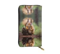 WZYCWB Fashion Leather Wallet Squirrel Holding a Pinecone Printed Clutch (7.5x4.1 inches), Casual Coin Wallet