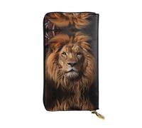 WZYCWB Fashion Leather Wallet The Lion's Gaze Printed Clutch (7.5x4.1 inches), Casual Coin Wallet