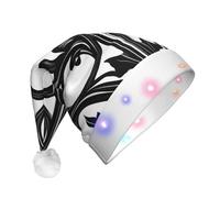 WZYCWB Fence pattern Printed Santa hat with LED lights, perfect for Christmas parties, stage performances, and holiday parties.
