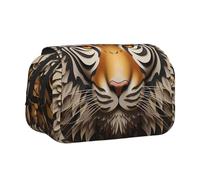 WZYCWB ferocious-looking tiger head Patterned Portable Pencil Case ideal for organizing pens in the office or storing makeup brushes