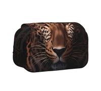 WZYCWB Fierce Leopard Patterned Portable Pencil Case ideal for organizing pens in the office or storing makeup brushes