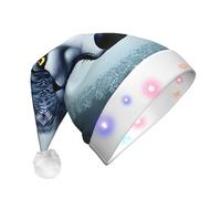 WZYCWB Fierce wolf head Patterned Santa Hat | Plush Glowing Holiday Hat for Christmas, New Year's, and Party Events