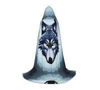 WZYCWB Fierce wolf head Printed Large Hooded Cape, Holiday Party Costume, Carnival Party Prop, Sizes S/M/L